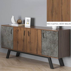 Μπουφές Νο 8 Με 4 Πόρτες 180x44.5x84 Με Επιλογές Χρωμάτων Δίχρωμος - Νέο Καρυδί-New Walnut