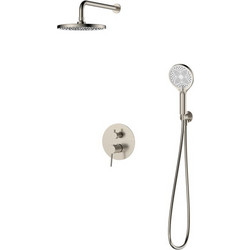 RAVENNA Nami 12 Brushed Nickel Wall Set Εντοιχιζόμενη Μπαταρία Λουτρού 2 Εξόδων