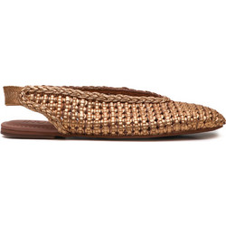 Inuovo Woven Flat Slingbacks Leather Gold