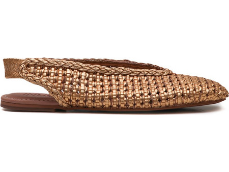 Inuovo Woven Flat Slingbacks Leather Gold