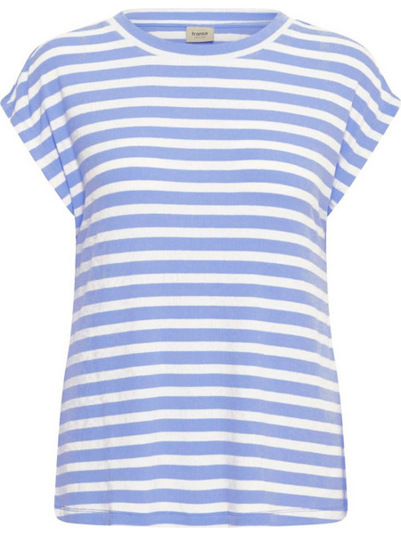 FRANSA Γυναικείο γαλάζιο ριγέ κοντομάνικο T-shirt 20615371-900006215