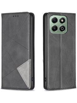Tel1 Honor X6b Rhombus Texture Magnetic Θήκη Βιβλίο - Black