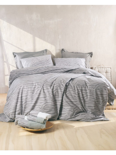 Παπλωματοθήκη Υπέρδιπλη Σετ Next Trisha Grey Polycotton Rythmos (225x250) 3Τεμ