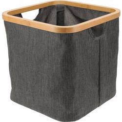MRShome Καλάθι Αποθήκευσης Polyester με Bamboo 30.5x30.5x30cm Deep Grey
