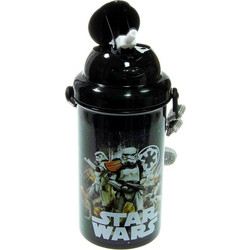 Graffiti Star Wars Storm Trooper Παιδικό Μπουκάλι Θερμός Πλαστικό BPA Free με Καλαμάκι Μαύρο 500ml
