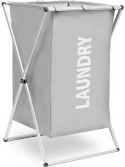 Καλάθι απλύτων CLN-004 με 1 σάκο, υφασμάτινο, 60x38x35mm, γκρι