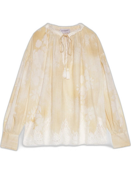 ERMANNO FIRENZE FLORAL AND LACE PRINT ΜΠΛΟΥΖΑ D48EK011EB1-MFB26-WHITE