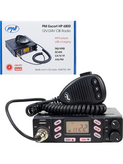 PNI Escort HP 6800 CB Αυτοκινήτου Multi-Standard 4W AM/FM, 12V/24V, ASQ, MP3 Player USB