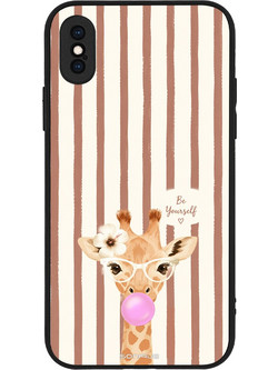 Sonique Stripe Stories Series Θήκη Καμηλοπάρδαλη με Τσιχλόφουσκα Brown (iPhone XS / X)