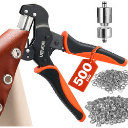 VEVOR Σετ Εργαλείων Τοποθέτησης Θηλιών 12 mm με 500 Ασημί Θηλιές, Ροδέλες, Πένσα, Τρυπητήρι και Βάση KYQDMJTCXKHT1VGX4001V0