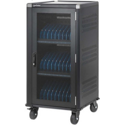 Manhattan Laptop Charging Cabinet Trolley/Cart via USB-C 65W 16" 30-bay, Suitable for USB-C laptops (to 16") iPads, MacBooks, Chromebooks, other USB-C devices, Bays 395x32.5x290mm, USB-C charging cabl