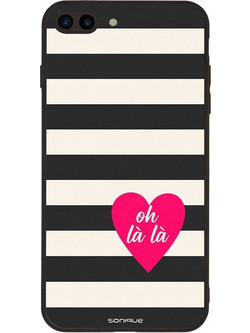 Sonique Stripe Stories Series Θήκη με Σχέδιο «Oh La La» Black (iPhone 8 Plus / 7 Plus)