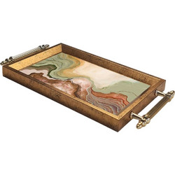 Δίσκος Σερβιρίσματος 903SRV1113 34x18x2cm Multi-Gold Aberto Design Γυαλί