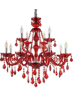 Artekko Chandelier Rubby Πολυέλαιος 12φωτος Ε14 με Κόκκινο Κρύσταλλο (80x80x72)cm