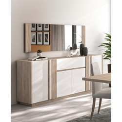 Μπουφές με 4 Πόρτες και 1 Συρτάρι Aston 220x46x88εκ. Light Kronberg Oak/Λευκή Λάκα