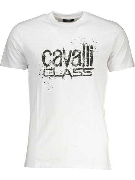 CAVALLI CLASS MEN'S SHORT SLEEVED T-SHIRT WHITE Λευκό