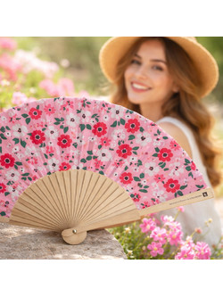 Βεντάλια ξύλινη 23εκ. Pink blossom