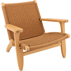 Artekko Lazy Καφέ Καρέκλα από Ash Wood με Σχοινί (56x56x78)cm