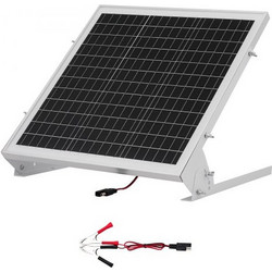 VEVOR 20W 12V Solar Battery Trickle Charger Maintainer, Mono Solar Panel Battery Charger με ενσωματωμένο ελεγκτή MPPT & ρυθμιζόμενο στήριγμα στήριξης, IP65 αδιάβροχο για σκάφος αυτοκινήτου RV Trailer
