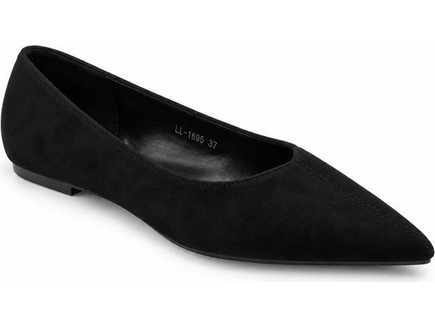 Elenross GS10335W-BLA Γυναικεία γόβα flat με σχέδιο V - Μαύρο