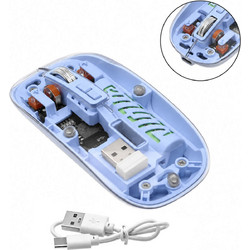 AOAS W08 Ασύρματο Bluetooth Ποντίκι Transparent Light Blue
