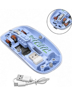 AOAS W08 Ασύρματο Bluetooth Ποντίκι Transparent Light Blue