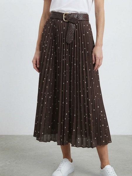 Waffle Skirt in Polka Brown
