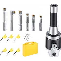 VEVOR R8 Κεφαλή Διάτρησης 2-Inch (5,1 cm) Ευρετήριο 8 Τεμαχίων Σετ Μπάρες Διάτρησης με Στέλεχος R8, για Φρέζα Τρυπάνι, 7/16" (1,1 cm) έως 4-1/2" (11,4 cm) Ακριβής Ρύθμιση Διαμέτρου Διάτρησης, Σκληρυμέ