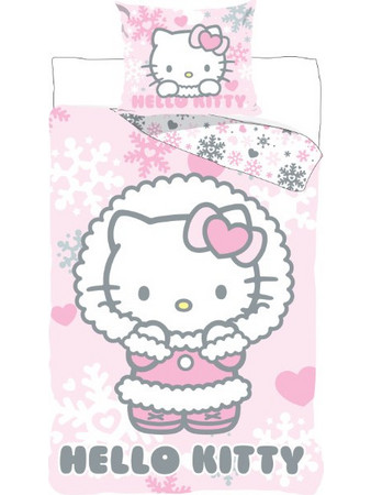 Hello Kitty Cozy Winter Παιδικό Βαμβακερό Σετ Παπλωματοθήκης 2 Τεμαχίων 100x135 και 40x60 εκ