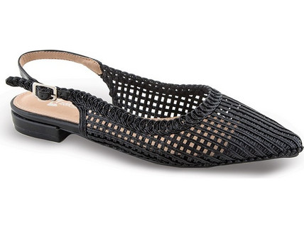 Slingback mules με σχέδιο ψάθα Eco Leather Pvc 2 cm ΜΑΥΡΟ