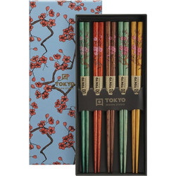 Τσόπστικς Ξύλινα Σετ Tokyo Design Studio Άνθη Sakura Gift Box Chopsticks 5 Pairs