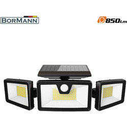 BORMANN BLF4020 Ηλιακός Προβολέας Led Ασφαλείας 8.5W,Ανιχνευτή Κινησης,Φωτο/κο Πάνελ, 6500K, 850Lum
