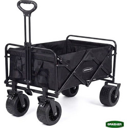 Grasher FT1560 - Πτυσσόμενο Καρότσι Κήπου Μεταλλικό 150 L, Φορτίο 150 kg, Μαύρο