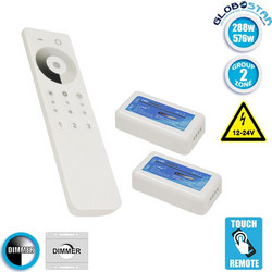 04138 Core Dimmer 2CH Dc 12-24V 24A 576W Max IP20 - Rf 2.4GHz Ασύρματο Χειριστήριο Αφής 2 Ζώνων - M8.5xΠ4.5xY2.5cm