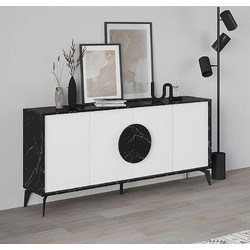 Μπουφές Gora Megapap χρώμα μαύρο εφέ μαρμάρου - λευκό 180x35,6x82εκ