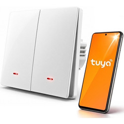Qoltec 52706 Smart 2-Gang Light Switch | Wi-Fi | Timer | Tuya | Smart life | White 52706