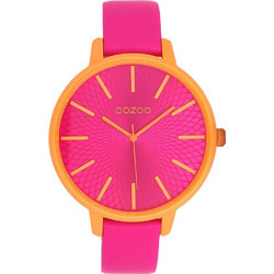 Oozoo Timepieces Γυναικείο Ρολόι με Φούξια Δερμάτινο Λουράκι C11737