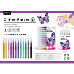 Μαρκαδόροι Χοντροί Glitter Neon 6 Τεμάχια (0027717)