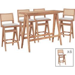 Τραπεζαρία μπαρ Winslow pakoworld σετ 7τεμ ξύλο rubberwood ανοιχτό καρυδί 120x45x100εκ