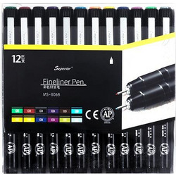 Superior 12 Χρωματιστά Μαρκαδοράκια Σχεδίου 0,5 mm Non-Waterproof