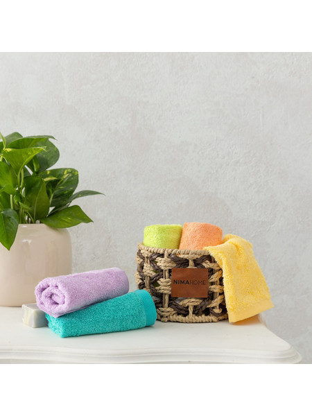 Καλαθάκι 5 Τεμ. Λαβέτες 25x25cm Χρωματιστές Βamboo Care Νima