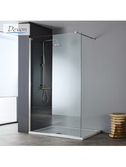 Καμπίνα Ντουζιέρας Walk In Devon Iwis IWC-111 Inox Brushed PVD Clean Glass Ύψος 200cm - 80cm