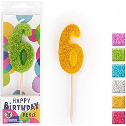 TREND HAUS Κερί Γενεθλίων Trend 957658 Glitter Mini No 6 8,8cm