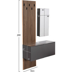 ΕΠΙΠΛΟ ΕΙΣΟΔΟΥ ΜΕ ΚΑΘΡΕΠΤΗ MYLES HM18080.02 ΜΕΛΑΜΙΝΗ ΣΟΝΑΜΑ-ΓΚΡΙ 100x37x200Υεκ
