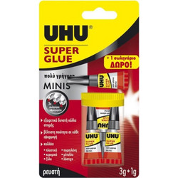 UHU Κόλλα Gel Στιγμής Super Glue Minis 1gr 3+1 Τεμ
