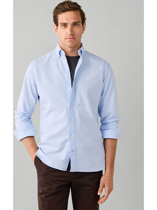 Hackett Washed Oxford Ανδρικό Πουκάμισο Μπλε HM309361