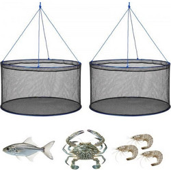VEVOR Foldable Fishing Net, Landing Fishing Pier Nets, Portable Drop Net for Pulling up Fish, Durable and Fish-friendly, with Rope and Storage Bag, for Minnows, Crawfish, Shrimp, Crab
