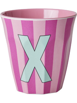 Rice - Melamine Cup with the Letter X - Pink and Blue - 250 ml
