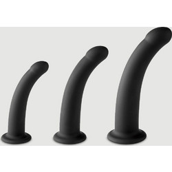 Virgite Σετ 3 Κυρτά Dildos με Βεντούζα Μαύρα