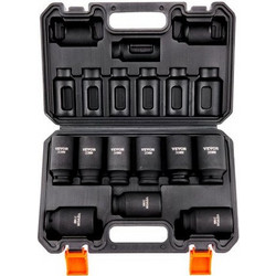 VEVOR 1/2" Drive Impact Socket Set, 9 Piece Deep Socket Set Metric 29-38mm, 6 Point Cr-Mo Alloy Steel for Auto Repair, Easy-to-Read Size Markings, Rugged Construction, Includes Storage Case